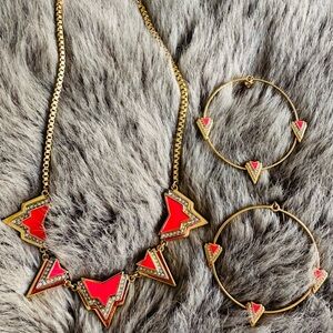 Juicy Couture Deco'd Out Angular Spike Necklace and matching hoop earrings